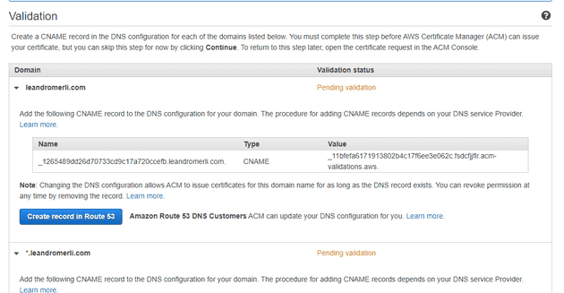 Validation SSL Certificate in AWS